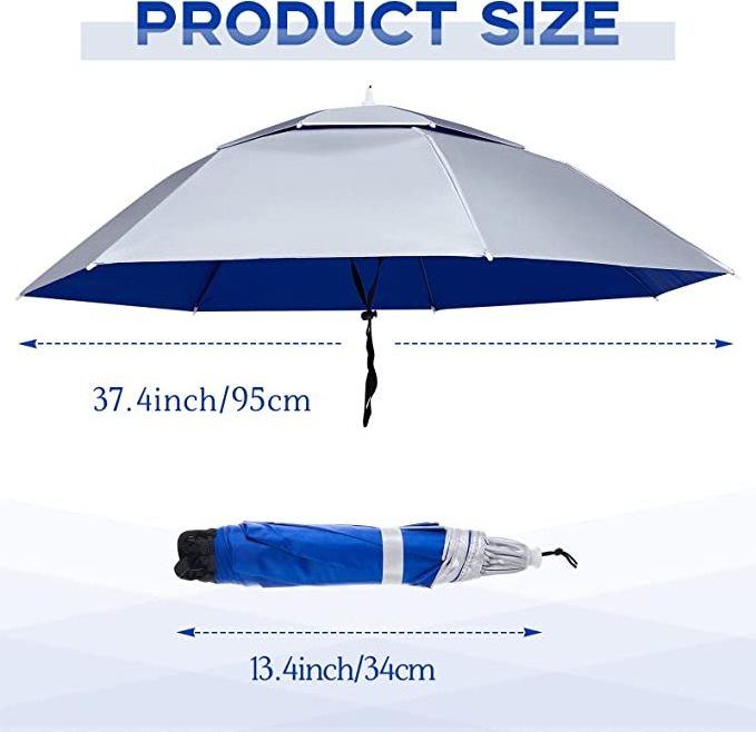 Wholesale head Umbrella Hat Headwear Umbrella for Fishing Hiking Beach Camping Head Hats outdoor sun-proof custom logo