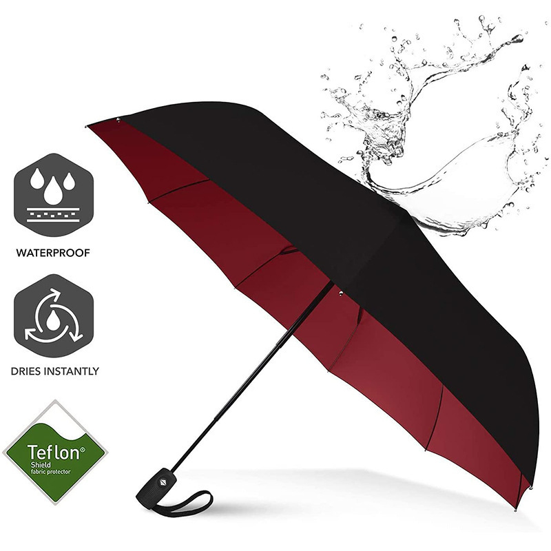 Three folding Auto Collapsible Light Weight Safe Open and Close Umbrella With Safety Reflective Strip customize logo mbrella