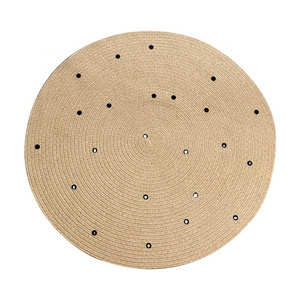 Jute Braided Rug Round Natural Hand Woven Reversible Area Rug Pattern-B Non Slip Door Mats Indoor Carpet for Dining Room Outdoor