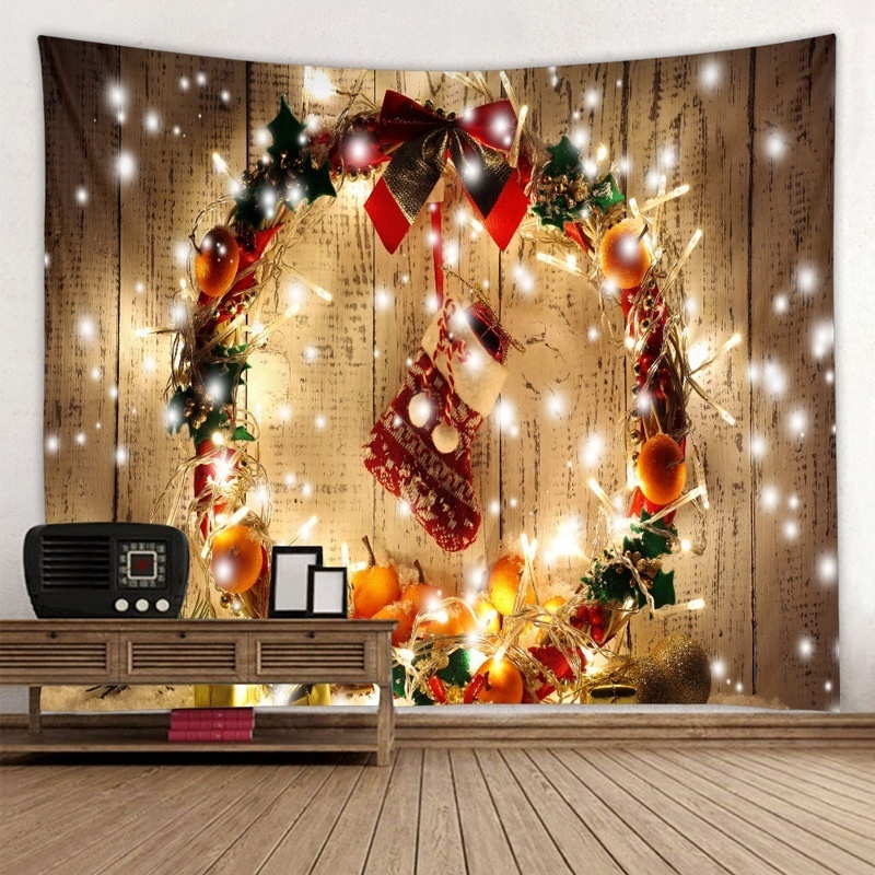 RTS Christmas Tapestry Merry Christmas and Happy New Year Wall Hanging Tapestry Christmas Ornaments Xmas Tapestry Backdrop