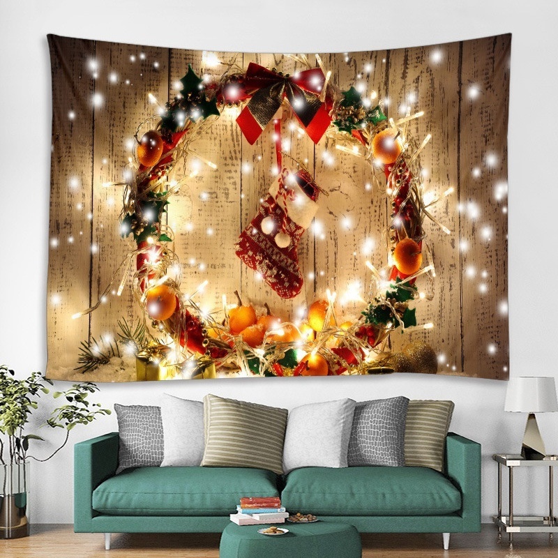 RTS Christmas Tapestry Merry Christmas and Happy New Year Wall Hanging Tapestry Christmas Ornaments Xmas Tapestry Backdrop