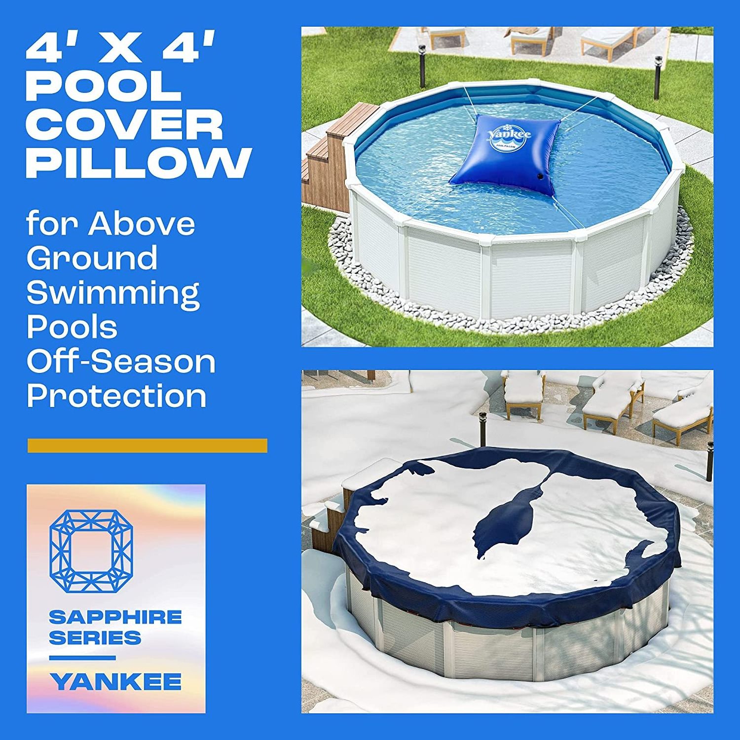 Heavy Duty 4' x 4' Winter Pool Cover for above Ground Pools PVC Inflatable Air Pillow with PE for above Ground Inflatable Pools