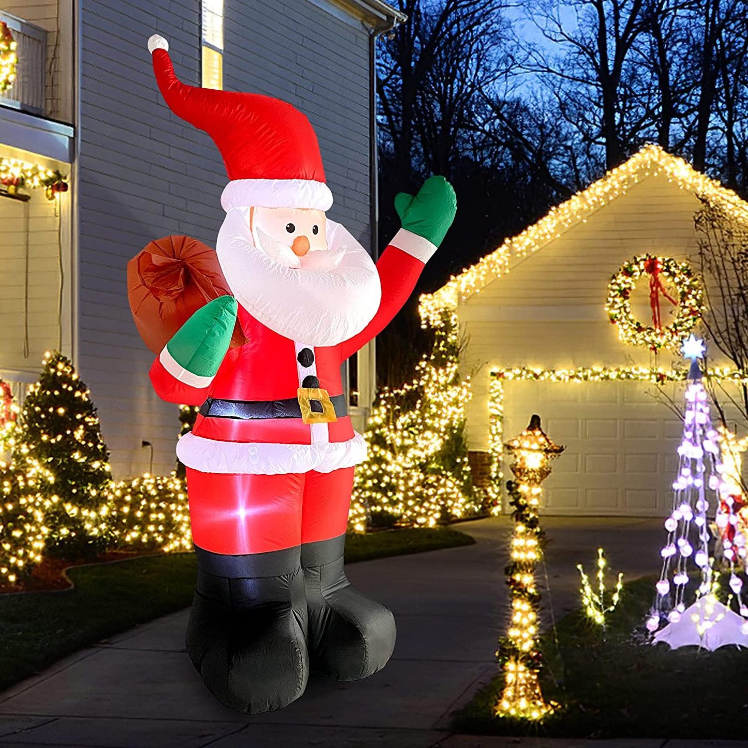 Christmas Inflatables Santa Claus, Christmas Inflatables Outdoor Decorations LED Lights Yard Decoration Clearance for Yard