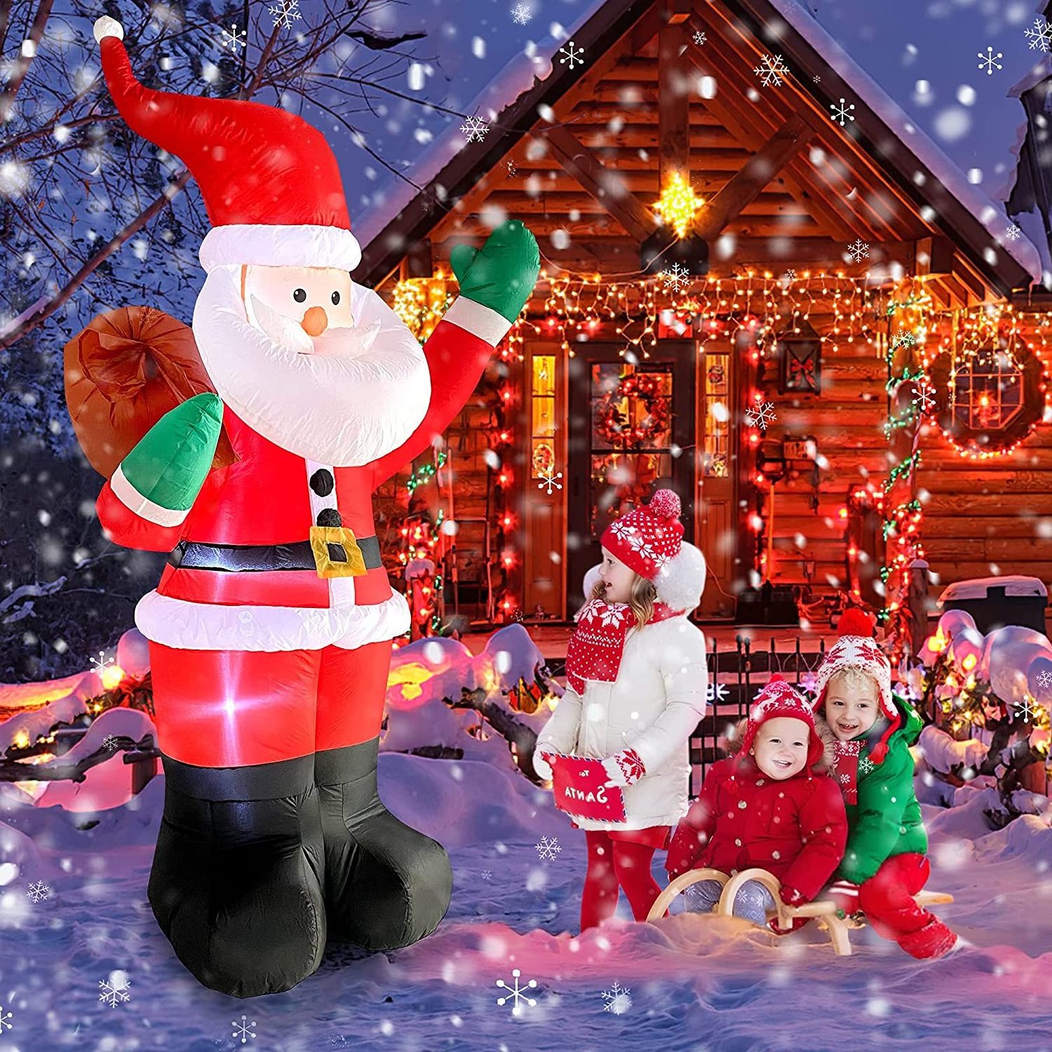 Christmas Inflatables Santa Claus, Christmas Inflatables Outdoor Decorations LED Lights Yard Decoration Clearance for Yard