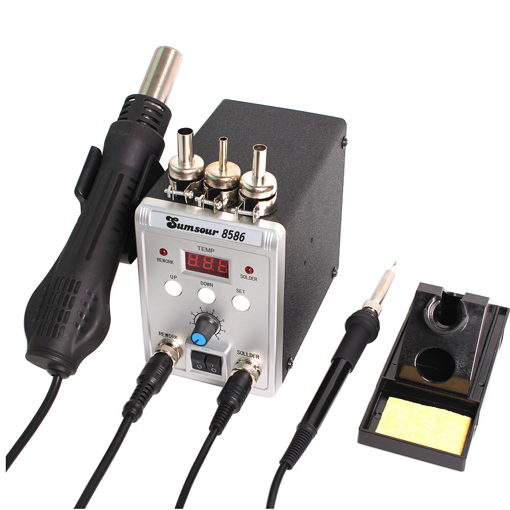 SMD BGA Rework Desoldering Solder Station 8586 110V / 220V 760W ESD Soldering Iron Hot Air Heat Gun For Welding Repair