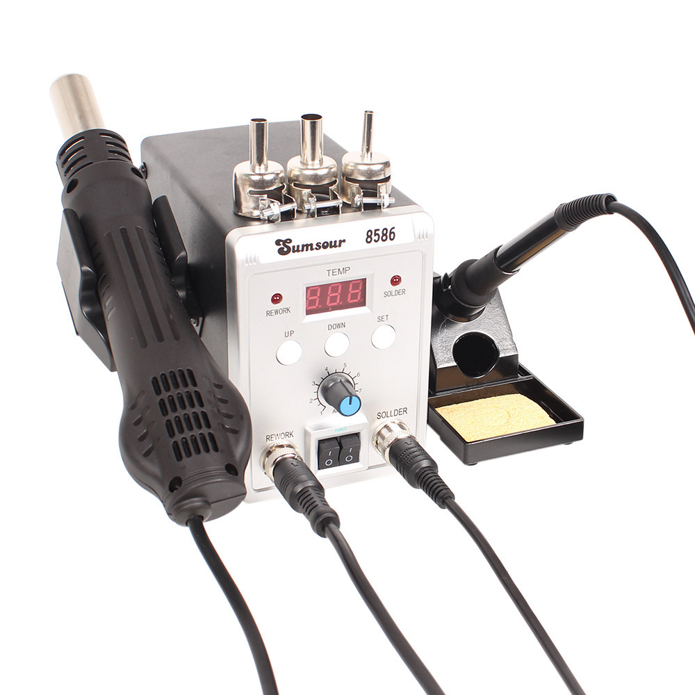 SMD BGA Rework Desoldering Solder Station 8586 110V / 220V 760W ESD Soldering Iron Hot Air Heat Gun For Welding Repair