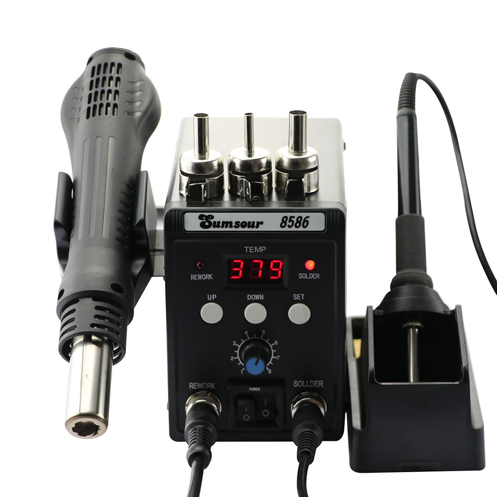 SMD BGA Rework Desoldering Solder Station 8586 110V / 220V 760W ESD Soldering Iron Hot Air Heat Gun For Welding Repair