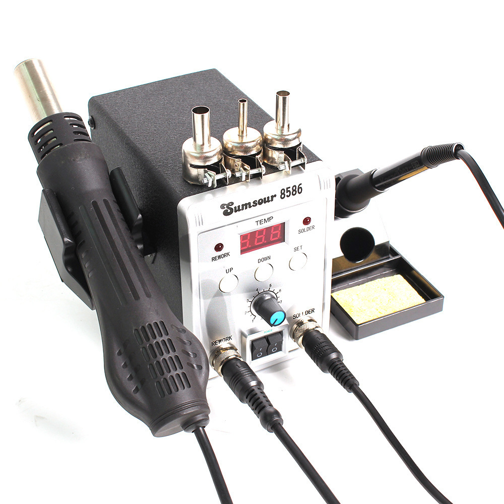 SMD BGA Rework Desoldering Solder Station 8586 110V / 220V 760W ESD Soldering Iron Hot Air Heat Gun For Welding Repair