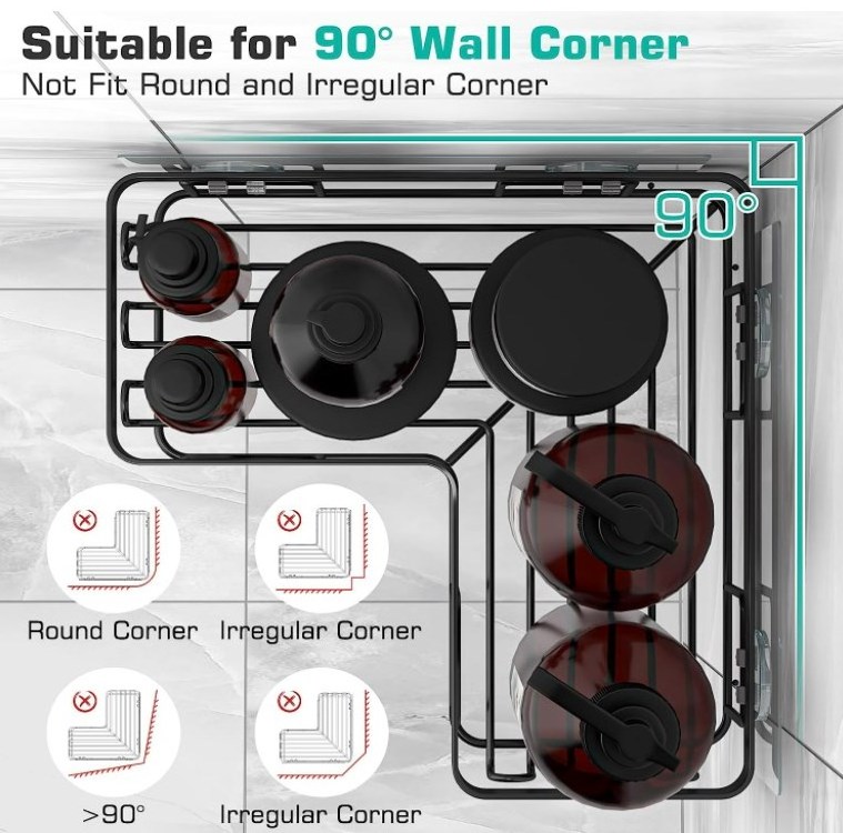 Rustproof Stainless Steel Bathroom Shower Organizer, Bathroom shelves No Drilling Wall Mounted Shower Rack, for Bathroom, Black