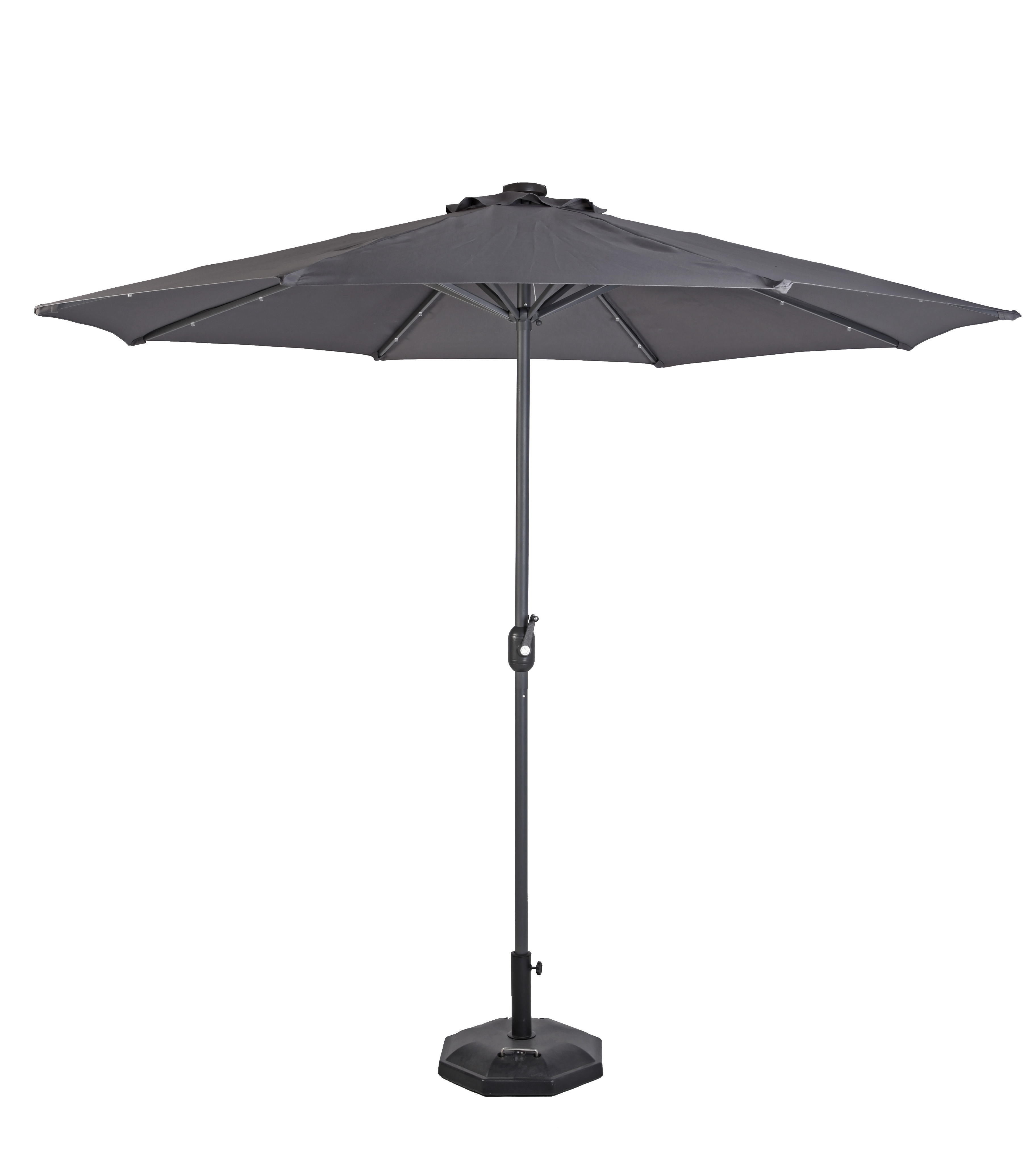 Outdoor Garden 270CM Aluminum Parasol Solar Lamp Patio Umbrella