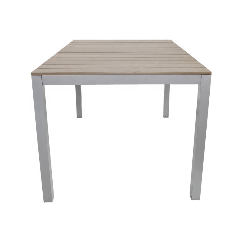 Modern Garden Furniture Plastic Wood Top Aluminum Outdoor Dining Table