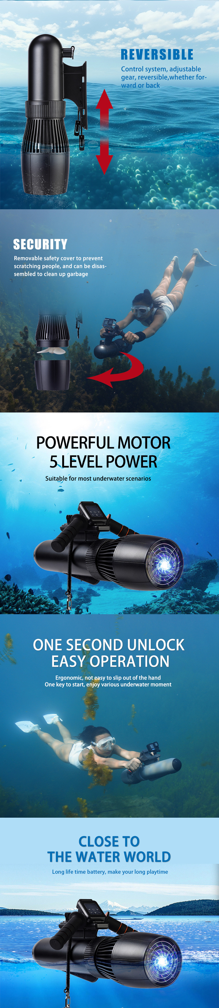 High Performance Electric Under Sea Water Motor Scooter Electric Underwater Propeller Sea Scooter For Diving