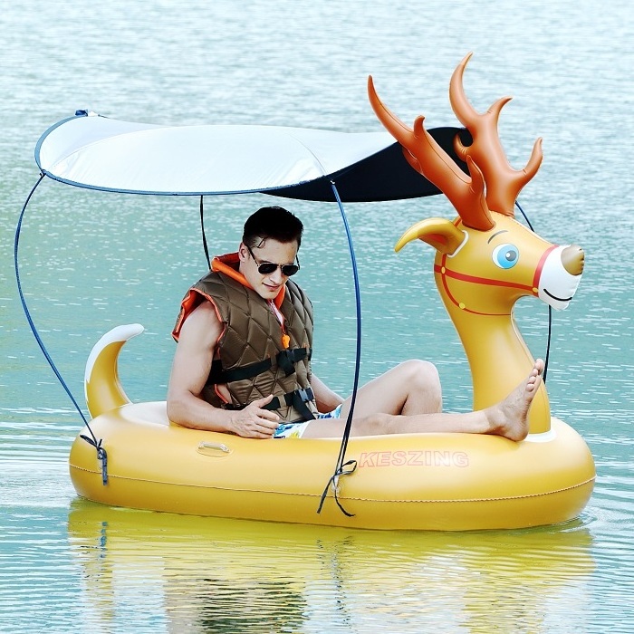 Inflatable swim floating motorized bumper boat deer pool float for adult funny