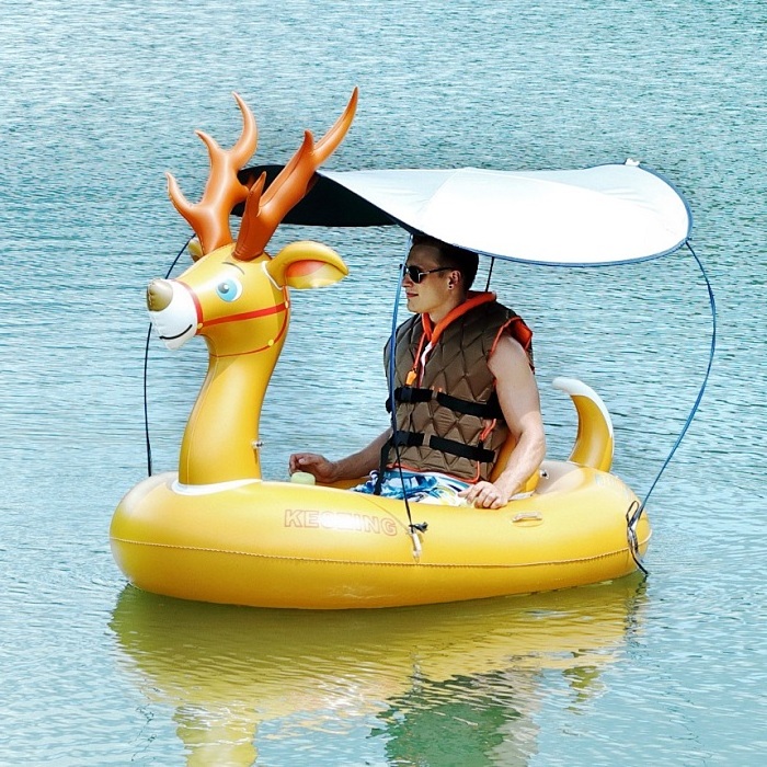 Inflatable swim floating motorized bumper boat deer pool float for adult funny