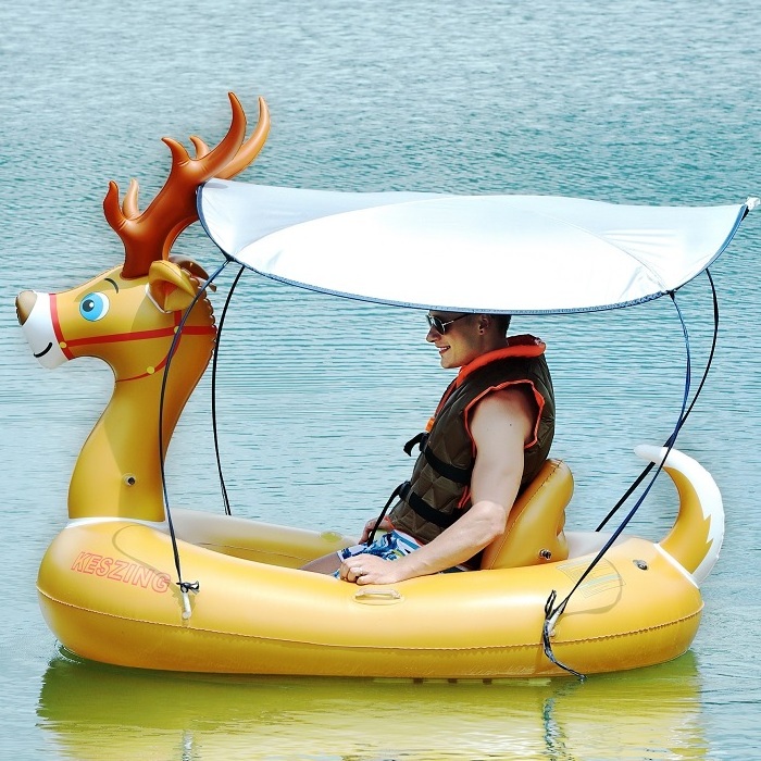 Inflatable swim floating motorized bumper boat deer pool float for adult funny