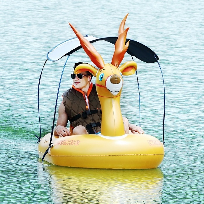 Inflatable swim floating motorized bumper boat deer pool float for adult funny