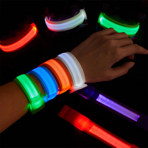 Factory Custom Bracelet Party Light Flash Bracelet 7 Mixed Colors Glowing Up Fabric Polyester Wristband LED Bracelet