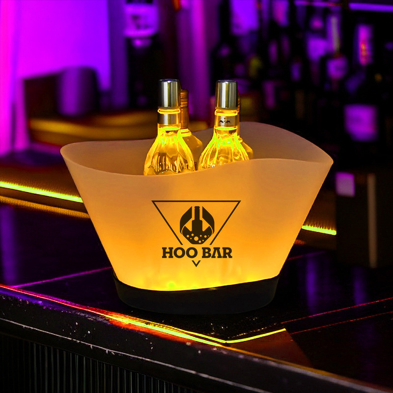 Wholesale Custom logo Beer Bottle Bucket LED Luminous Belvedere Cooler bar wine Champagne Plastic Ice Bucket