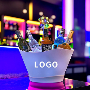 Wholesale Custom logo Beer Bottle Bucket LED Luminous Belvedere Cooler bar wine Champagne Plastic Ice Bucket