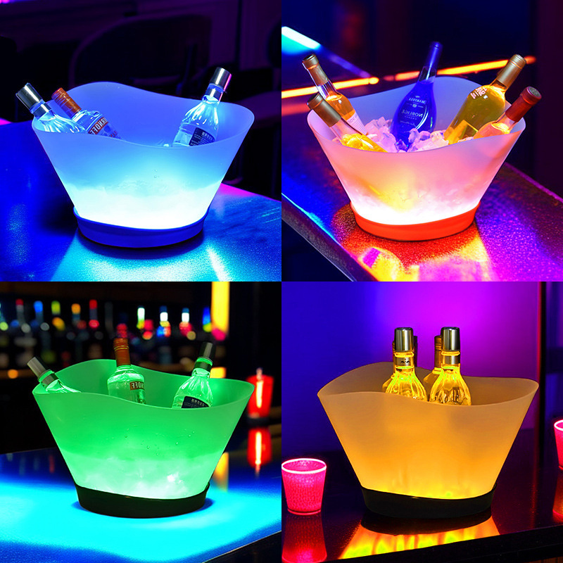 Wholesale Custom logo Beer Bottle Bucket LED Luminous Belvedere Cooler bar wine Champagne Plastic Ice Bucket