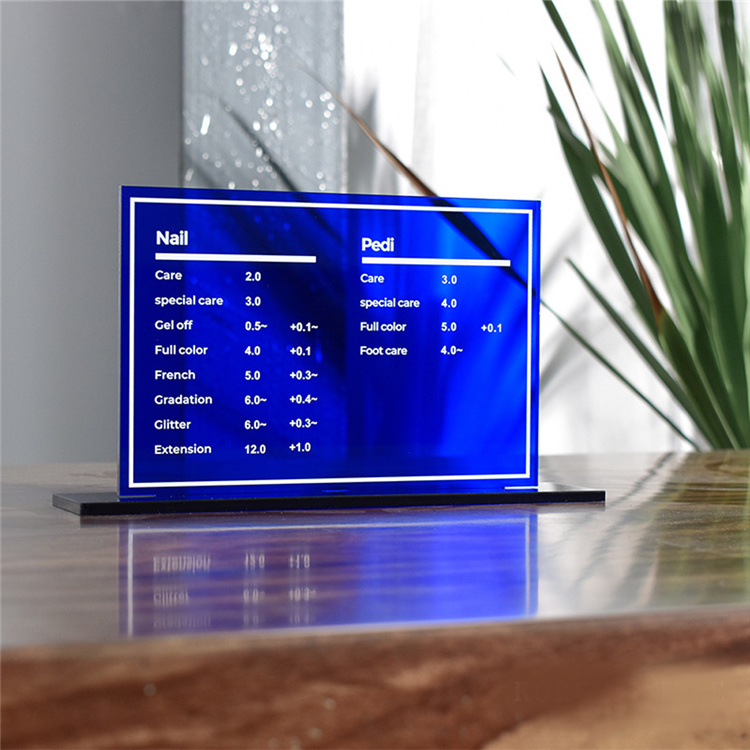 Custom Harvest Restaurant Menu Acrylic Sign Stand Transparent Display Stand Table Name Price Tag Holder