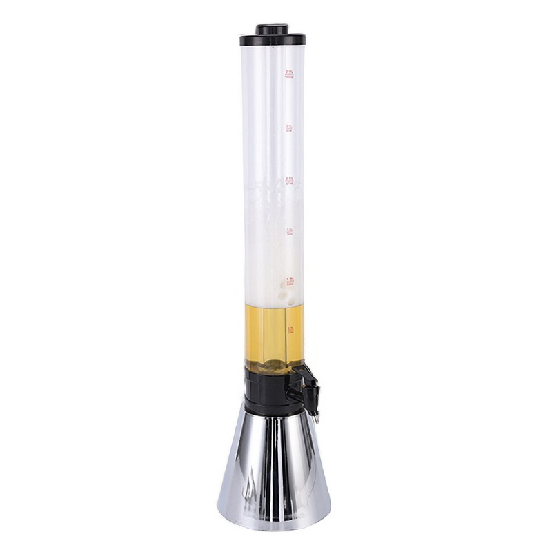 Beer Tower Dispenser 3 Liters Drink Tower Includes Removable Ice Tube and LED Light Tabletop Mimosa Tower Dispenser with Tap