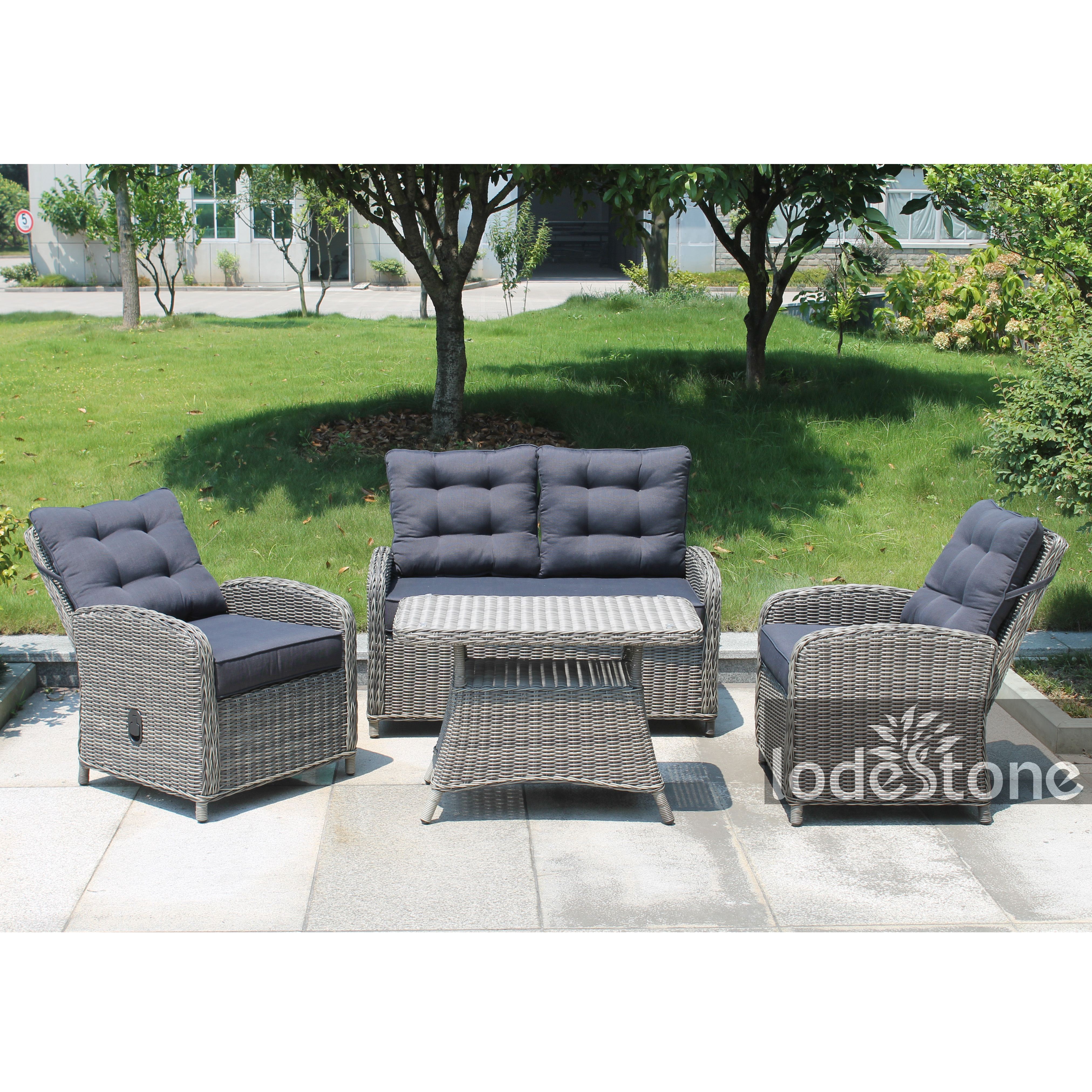 4pcs conversation wicker outdoor furniture rattan luxury recliner sofa