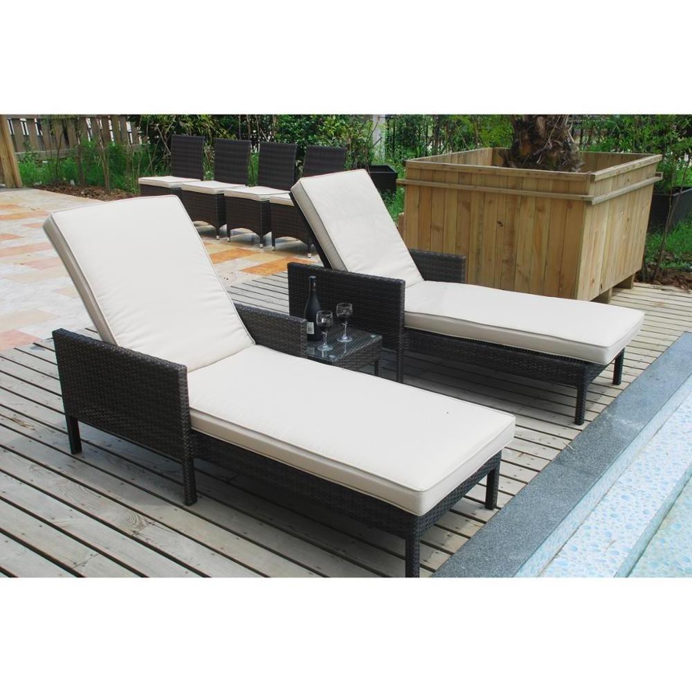 Luxury Outdoor Rattan Double Chaise Sun Lounger Pool garden Chaise Lounge