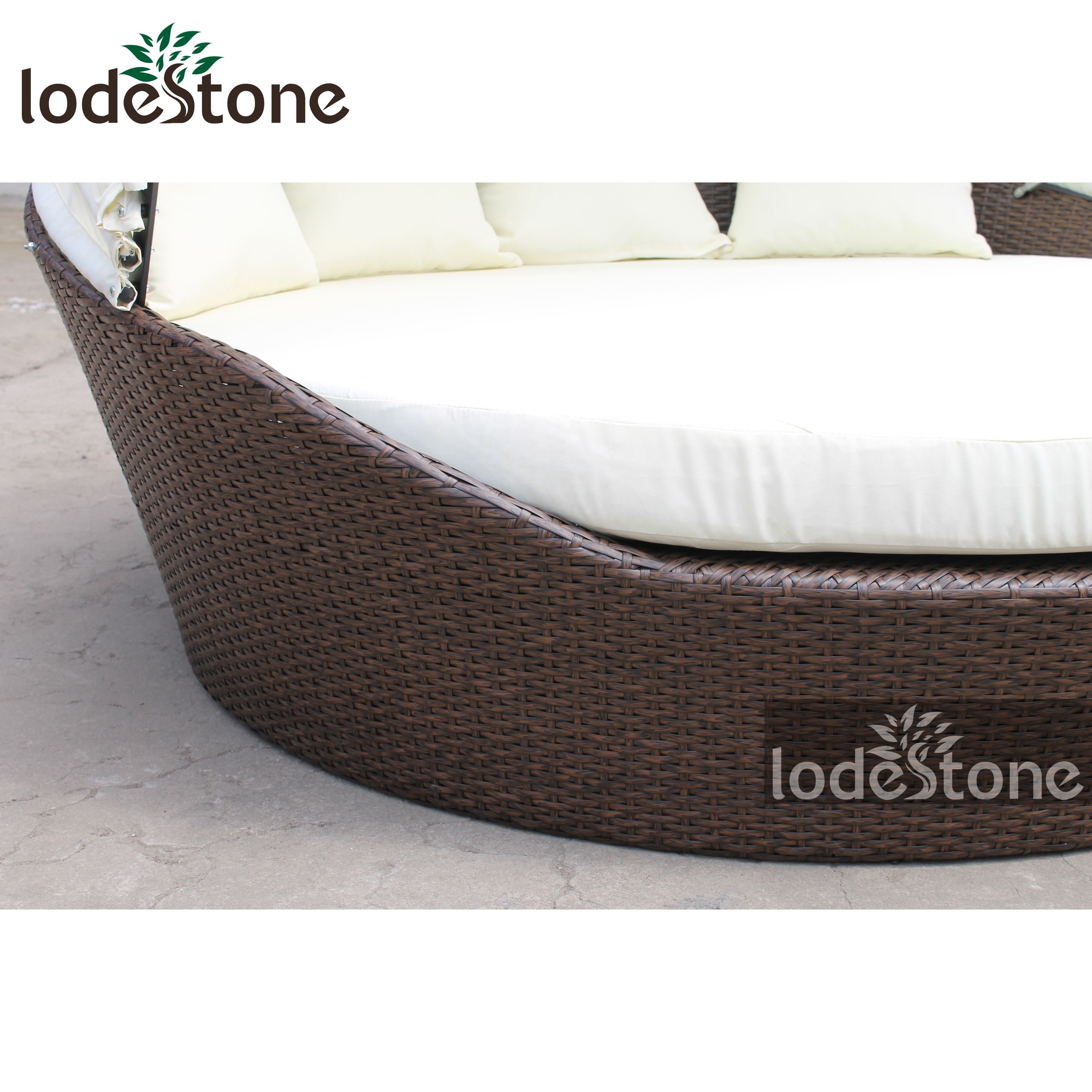 Rattan outdoor daybed wicker furniture outdoor sunbed with rattan covers and canopy beach lounge