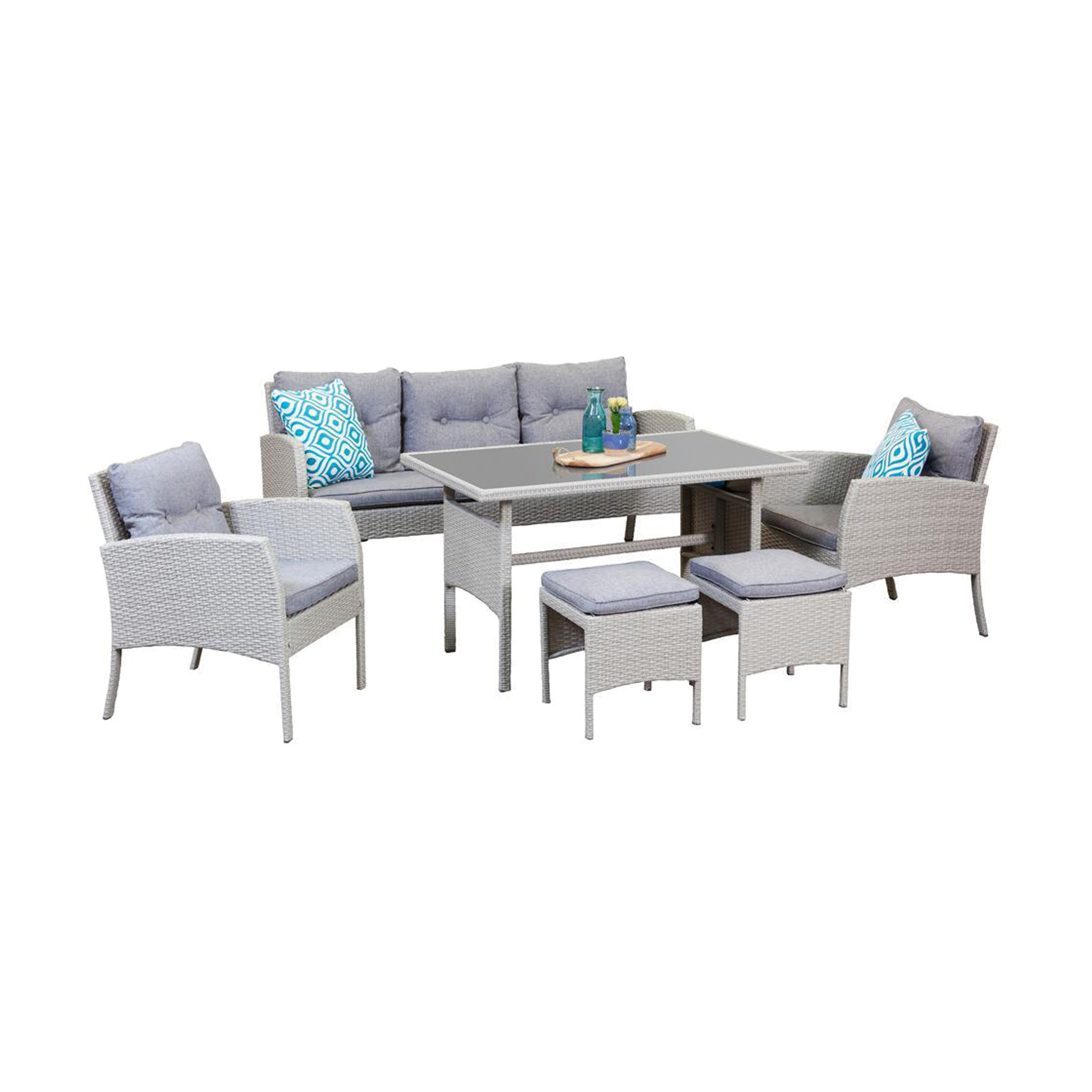 6pcs Good Design Dining Room Furniture Set Outdoor Classic Rattan Dining Table Set