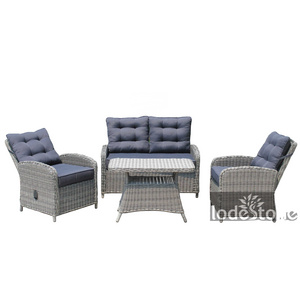 4pcs conversation wicker outdoor furniture rattan luxury recliner sofa