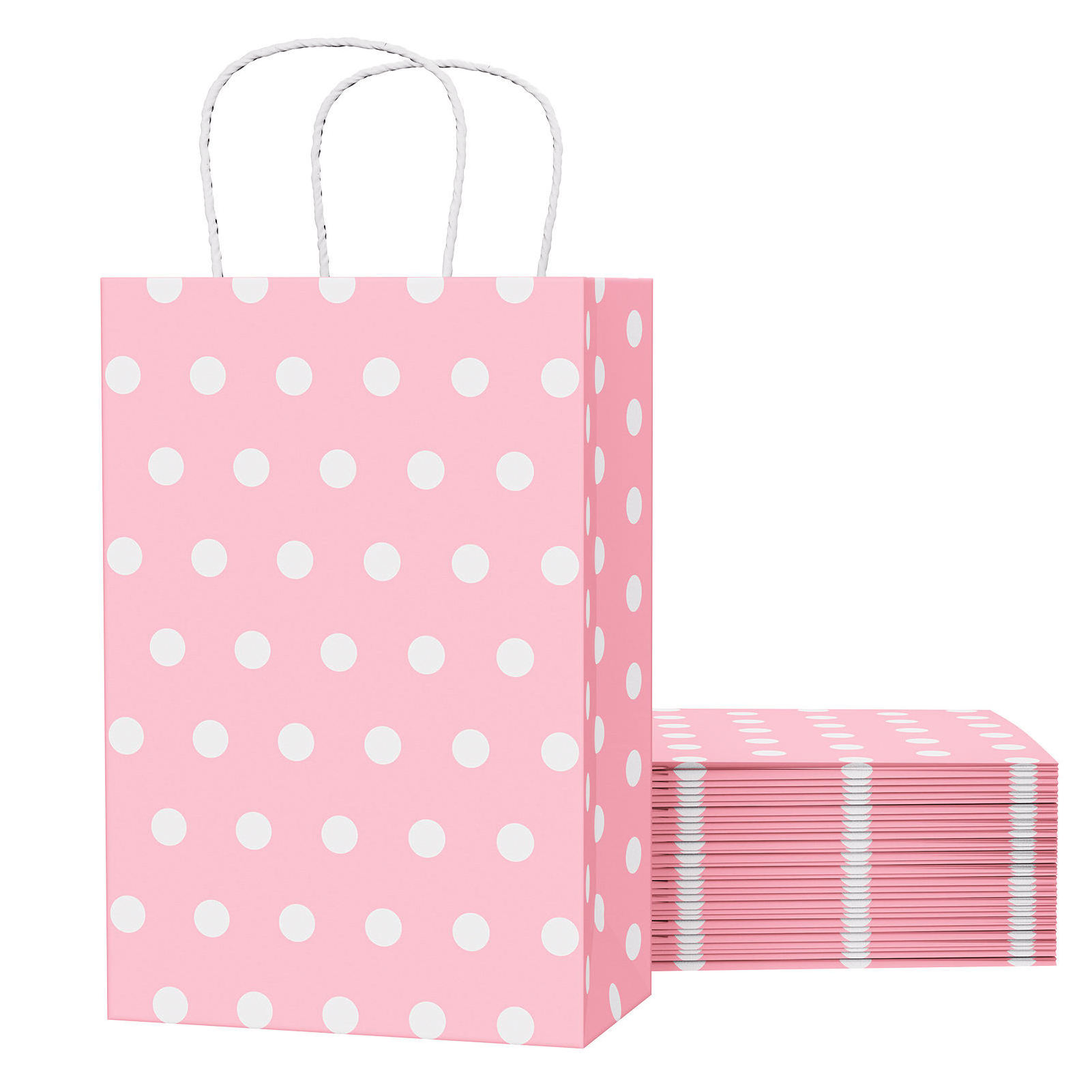 Customized Printing Polka Dot Disposable Shopping Paper Bag Portable Sturdy Kraft Paper Bag