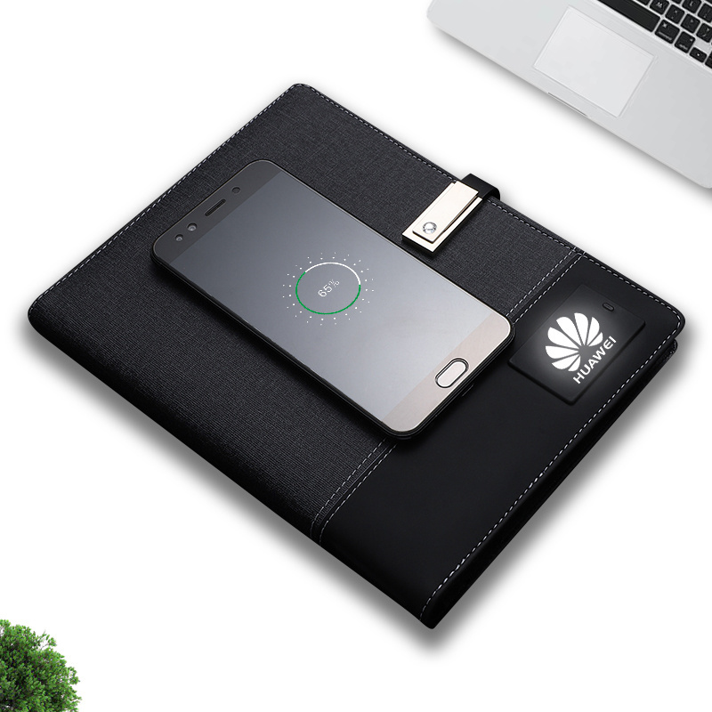 Wireless Charger Diary Notebook with Powerbank USB Flash Drive A5 Digital Planner Laptop for Business Office