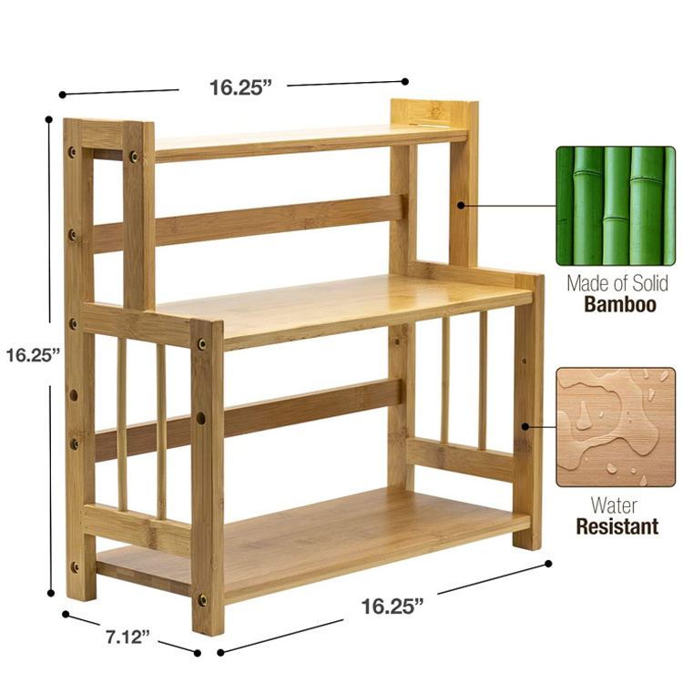 Wholesale Customization 3-tier spice seasoning rack organizer Three Floors Bamboo kitchen shelf wooden rotating seasoning rack