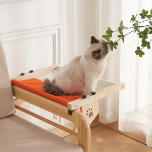 Factory spot wholesale pet indoor hanging cat bed window hammock Cat Window Perch wooden cat bed hammock window