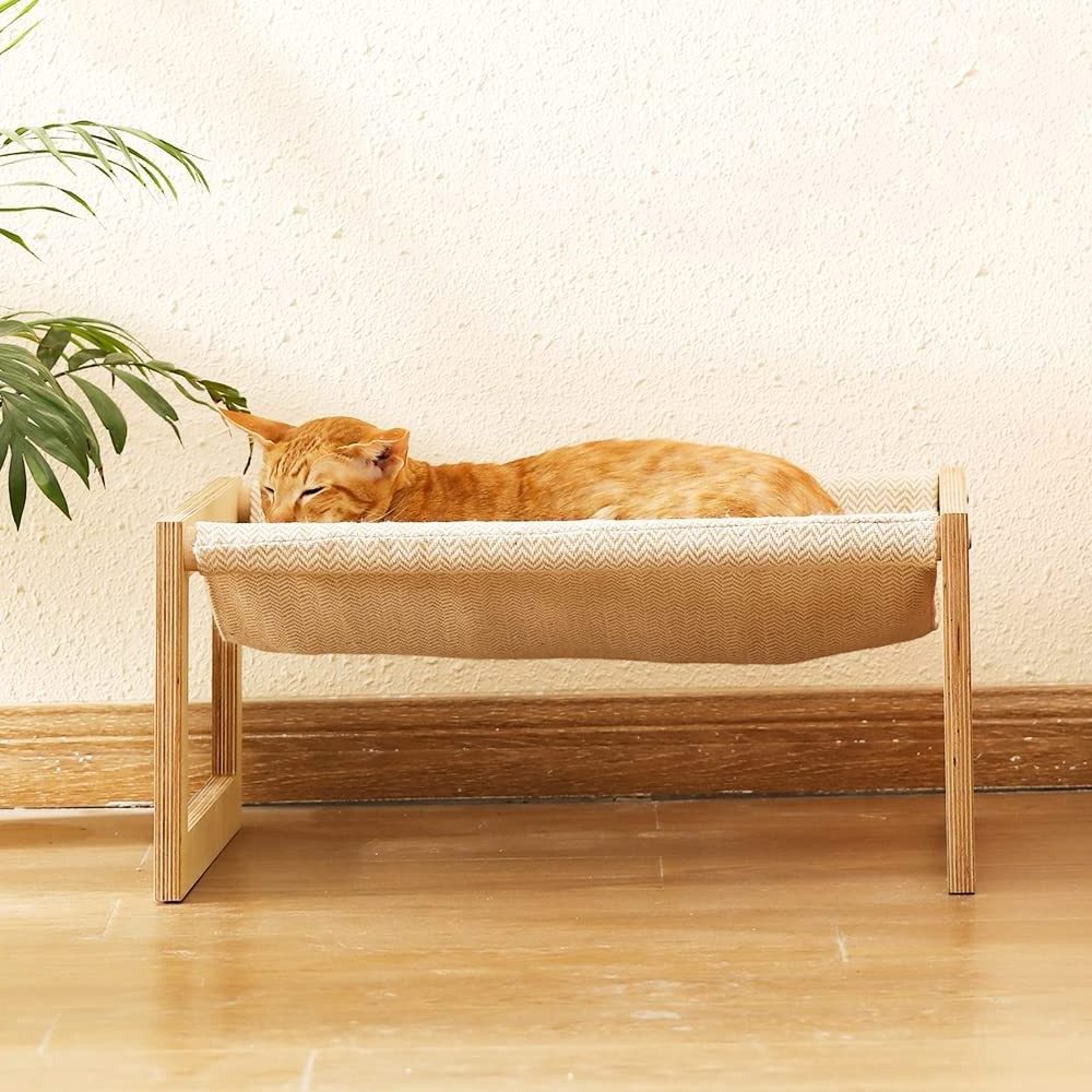 customized Pet small medium cat furniture bed gift cat house wooden cat bed hammock