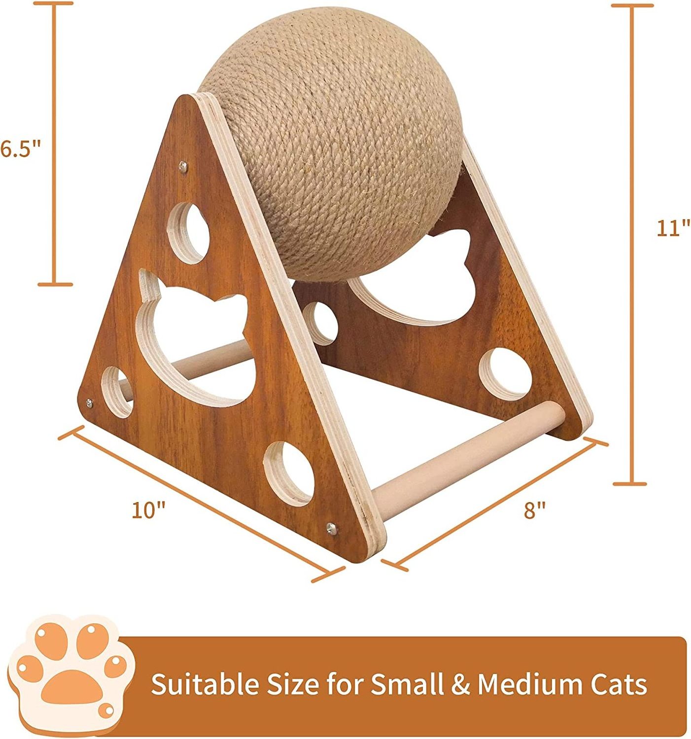 indoor Keep Cats Fit Scratching Ball wooden Cat Scratcher Toy With cat claw column base