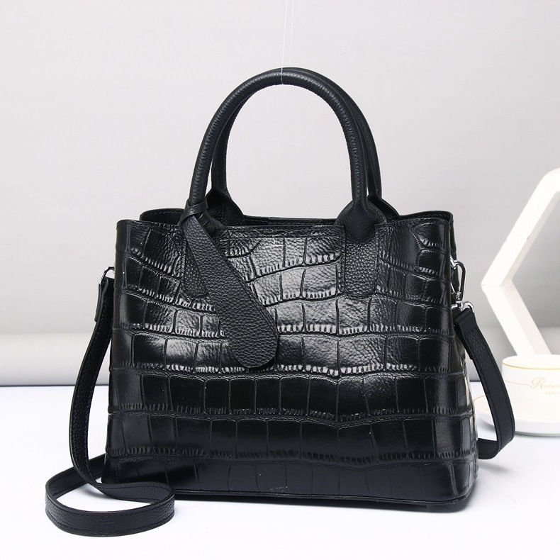 Wholesale  Crocodile cowhide embossing women bags luxury new design genuine leather fashion shoulder bags for women's