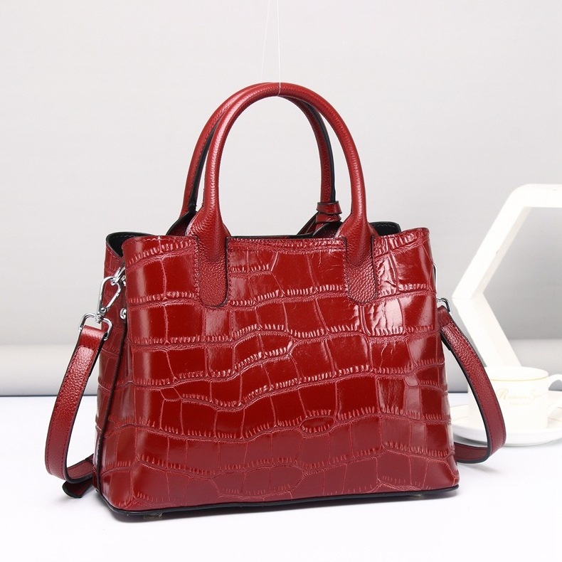 Wholesale  Crocodile cowhide embossing women bags luxury new design genuine leather fashion shoulder bags for women's