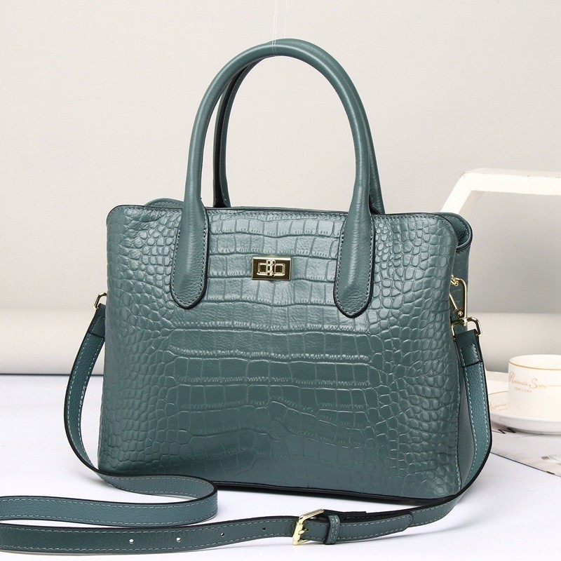 leather crocodile pattern handbag 2024 new women's shoulder bags lady genuine leather handbags hand bags ladies