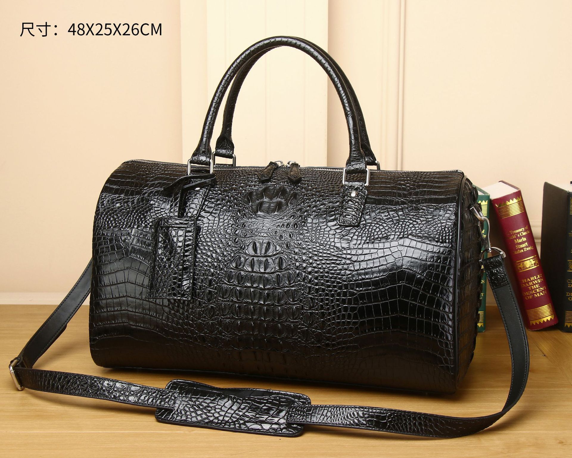 Crocodile Pattern Luggage Bag Large Capacity Outdoor leather travel bag Genuine Leather Business Handheld Large Men's Bag