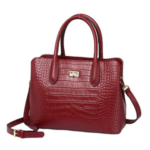 leather crocodile pattern handbag 2024 new women's shoulder bags lady genuine leather handbags hand bags ladies