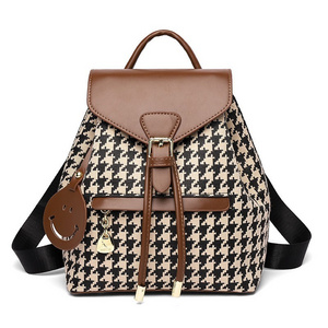 Backpack 2023 New Trendy  Unique Design Fashionable and Western Style Leisure Houndstooth Travel Backpack Checkered bag