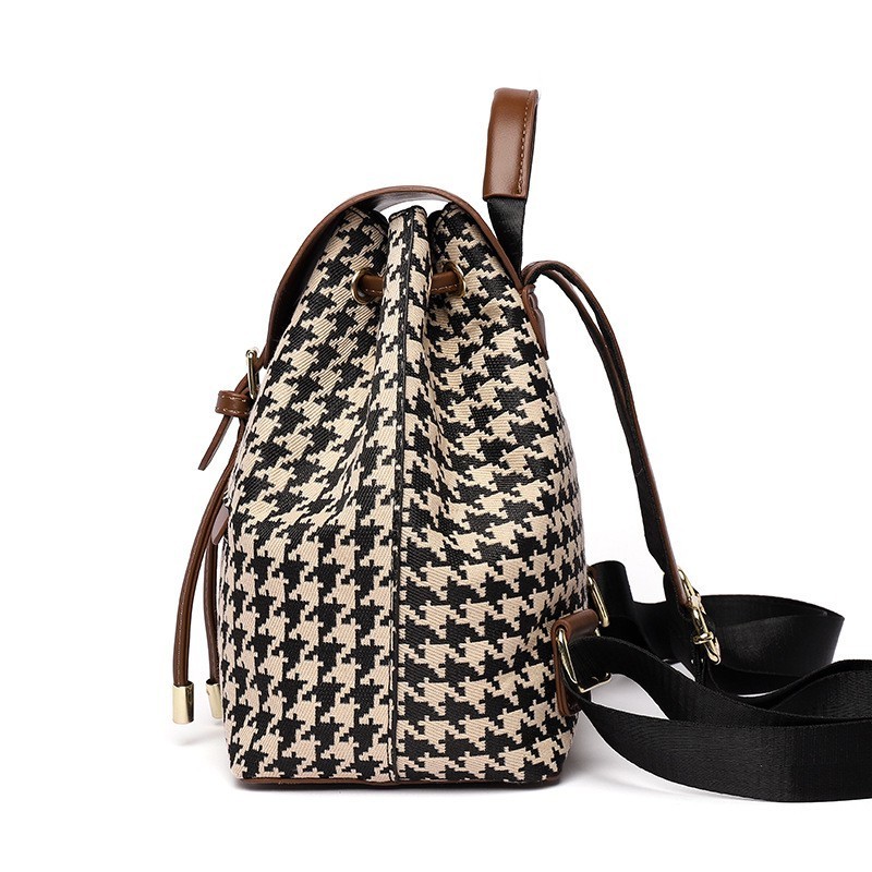 Backpack 2023 New Trendy  Unique Design Fashionable and Western Style Leisure Houndstooth Travel Backpack Checkered bag