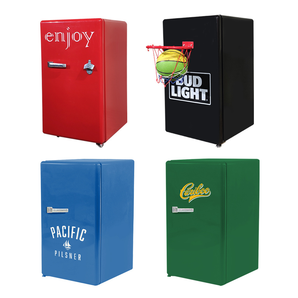 MEISDA 80L can design frame home and commerical retro style fridge with brand stickers