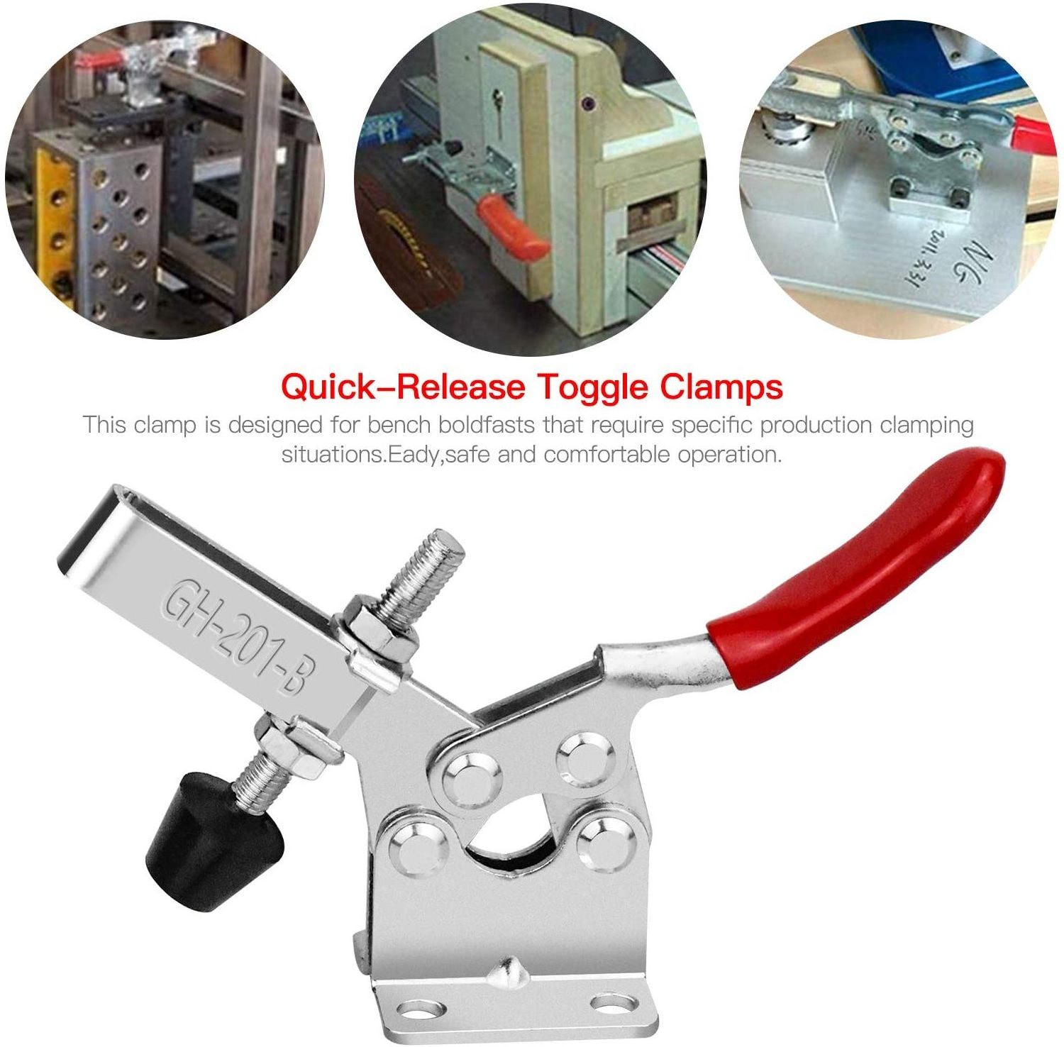 Heavy Duty Toggle Clamp GH-201B 220Lbs / 100kg Holding Capacity Horizontal Toggle Clamp Latches Quick Release Jig Clamps