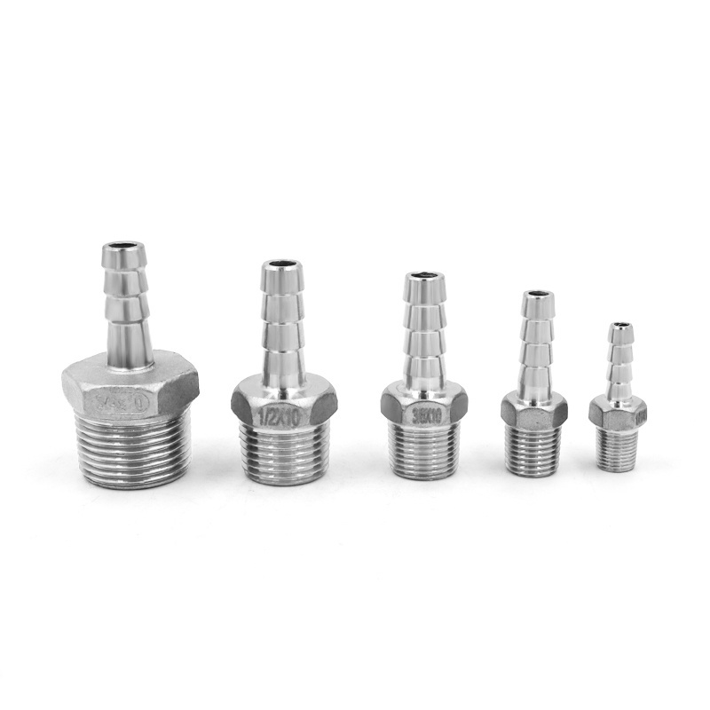 Stainless Steel 304 BSP Male Thread Pipe Fitting X Barb Hose Tail Reducer Pagoda Joint Coupling Connector