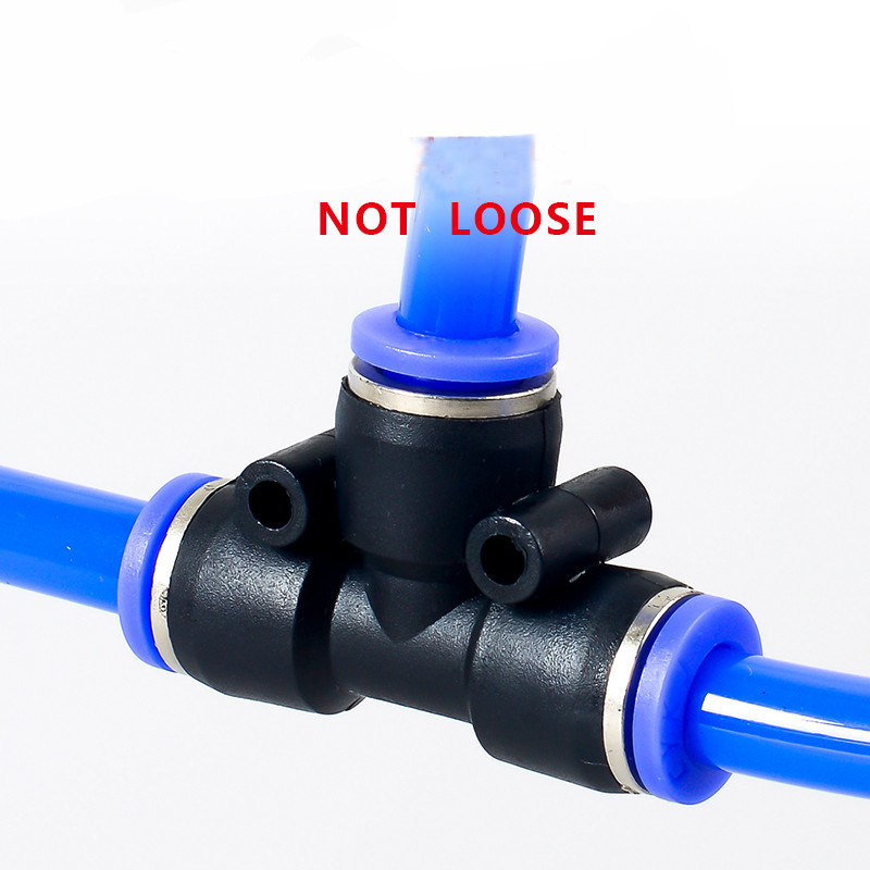 Air Connectors 4/ 6/ 8mm 10 12MM Pneumatic Fitting Quick Connect Slip Lock Tee 3Way Plastic Pipe Water Hose Tube Connector