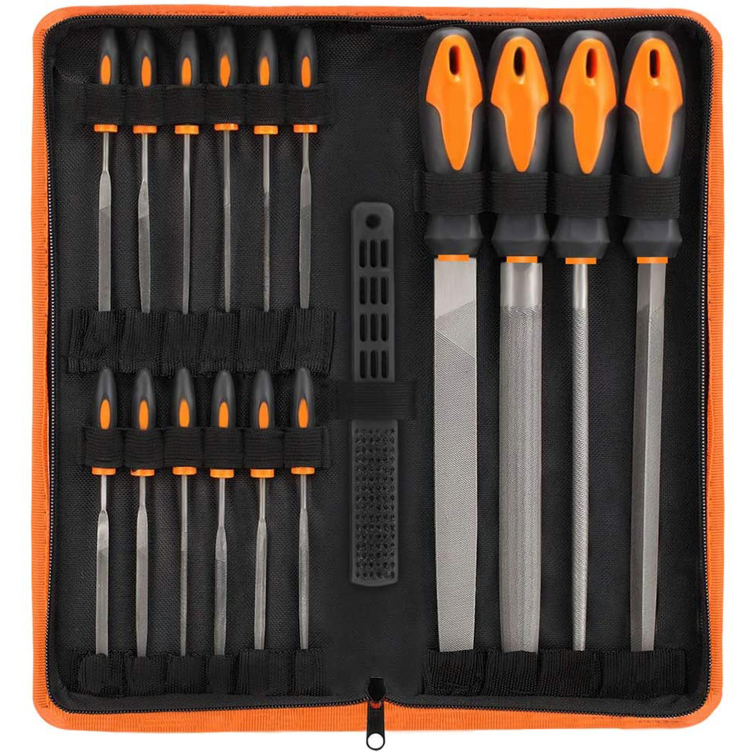 17Pcs File Tool Set with Carry Case,Premium Grade T12 Drop Forged Alloy Steel, 4 Large File and 12pcs Needle Files/1 Brush