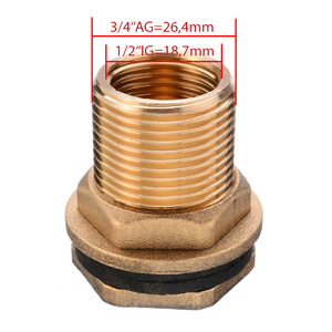 Brass Water Tank Connector For Garden Hose 3/4'' GHT Male To 1/2'' NPT Female Brass Bulkhead FittingPopular